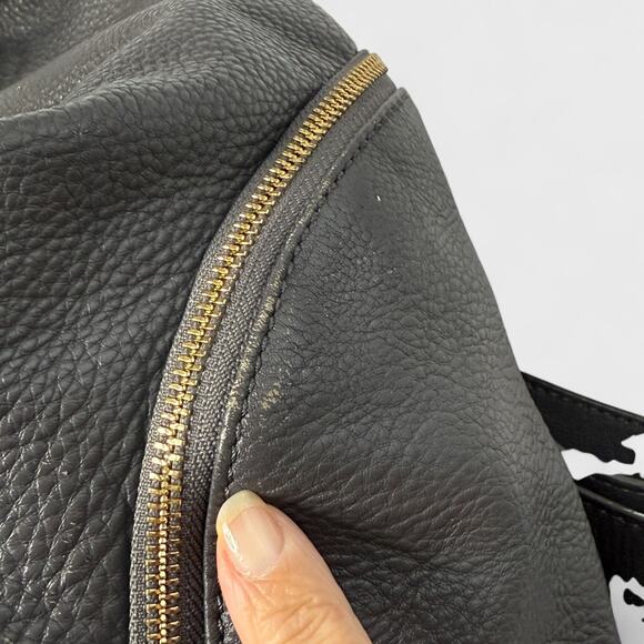 Rebecca Minkoff Julian Backpack Bag Dark Gray Pebbled Leather Gold Hardware - Picture 12 of 13